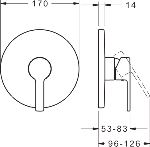 HA Einhebelmischer Fertigmontageset für Brausebatterie HANSARONDA 8386 Rosette rund Chrom