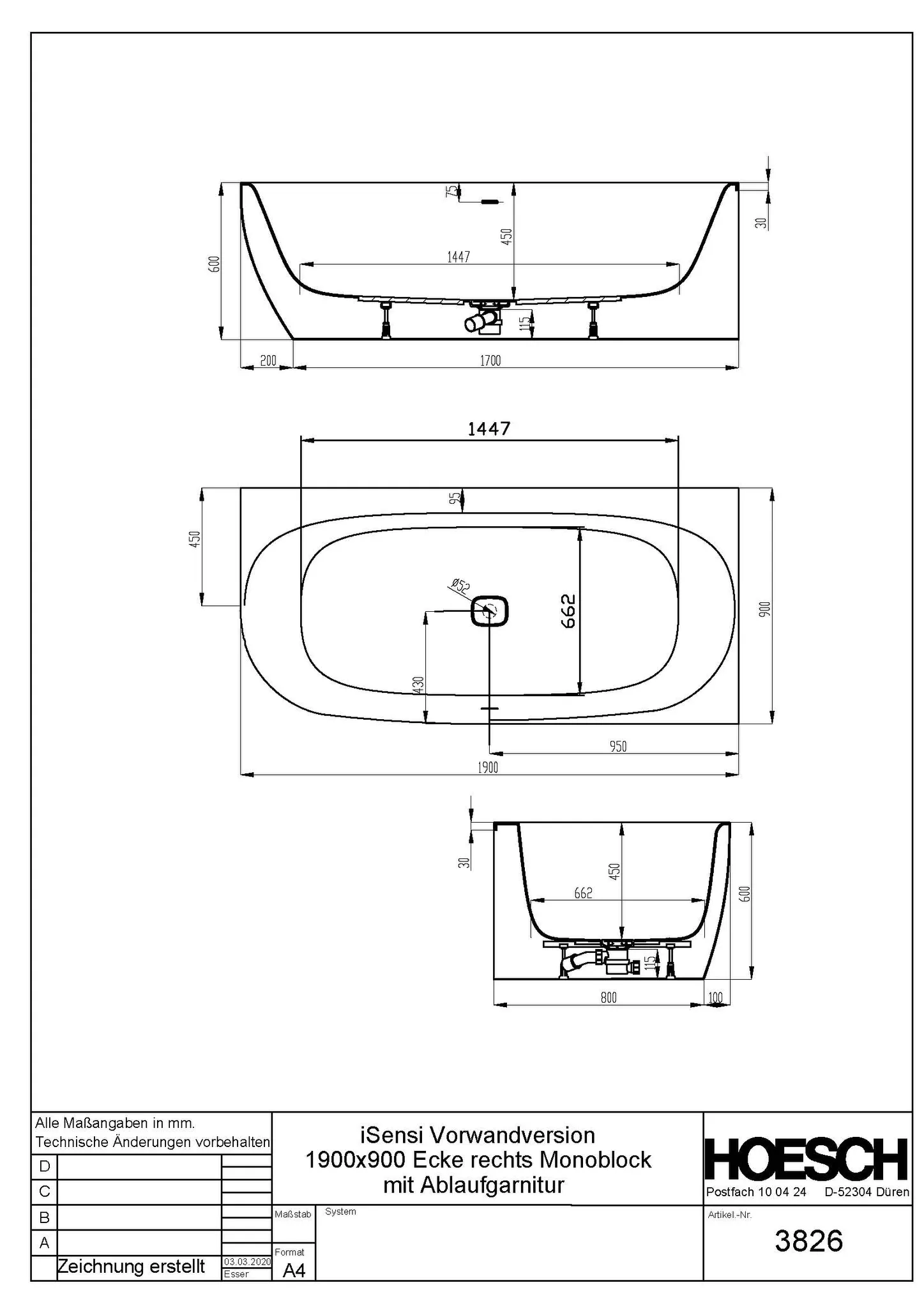 Hoesch iSensi Eck 1900x900 Monolith rechts Überlaufschlitz, BiColor Weiß-Schwarz Hoesch iSensi Eck 1900x900 Monolith rechts Überlaufschlitz, BiColor Weiß-Schwarz