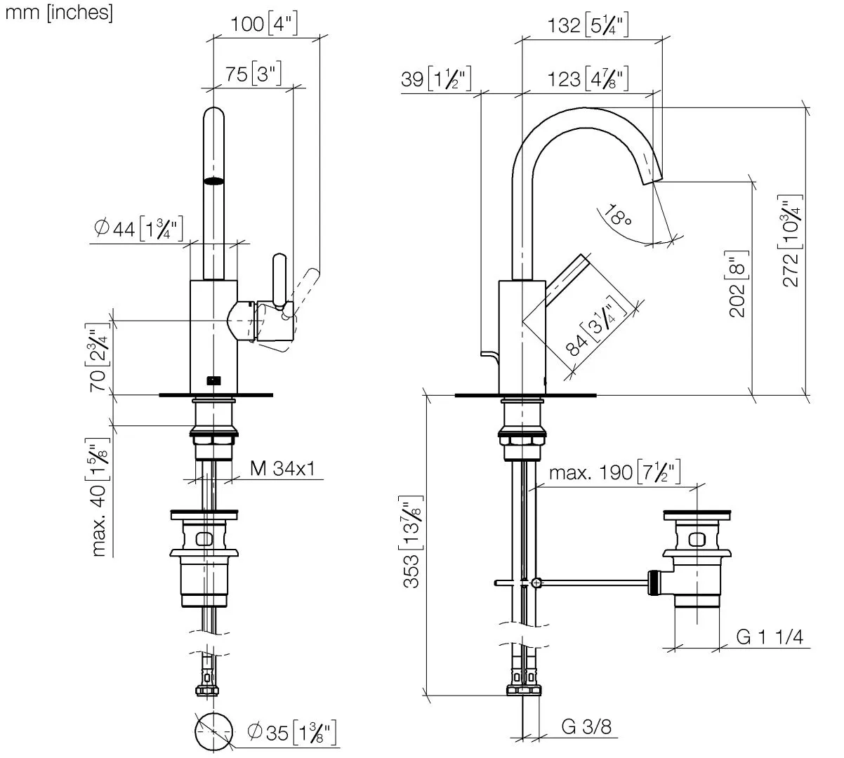 Waschtisch-Einhandbatterie mit Ablaufgarnitur META Chrom 33510661