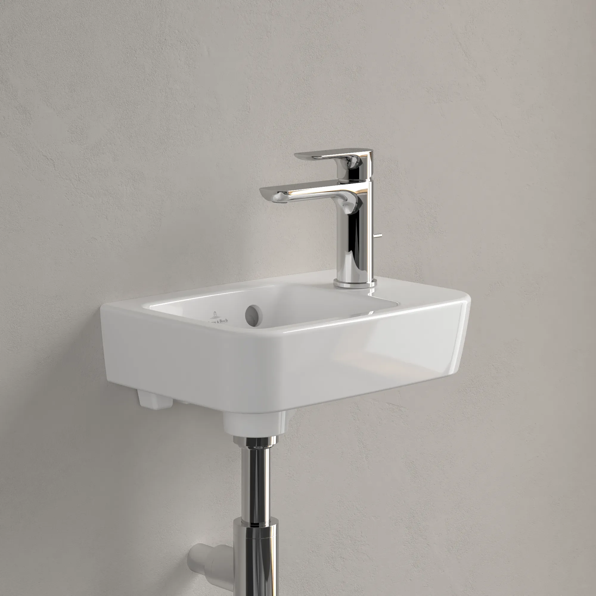 Villeroy & Boch Handwaschbecken „O.novo“ Compact 360 × 250 × 145 mm, Hahnlochposition rechts, für Becken links, mit Hahnlochbohrung in Weiß Alpin Villeroy & Boch Handwaschbecken „O.novo“ Compact 360 × 250 × 145 mm, Hahnlochposition rechts, für Becken links, mit Hahnlochbohrung in Weiß Alpin