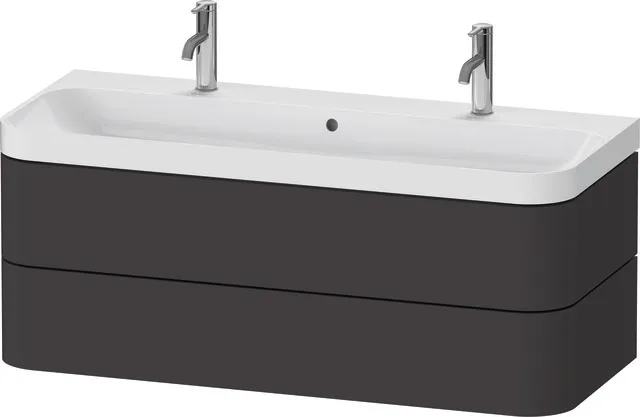 Duravit Waschtischunterschrank c-shaped Set wandhängend „Happy D.2 Plus“ 117,5 × 48 × 49 cm Graphit Supermatt Duravit Waschtischunterschrank c-shaped Set wandhängend „Happy D.2 Plus“ 117,5 × 48 × 49 cm Graphit Supermatt