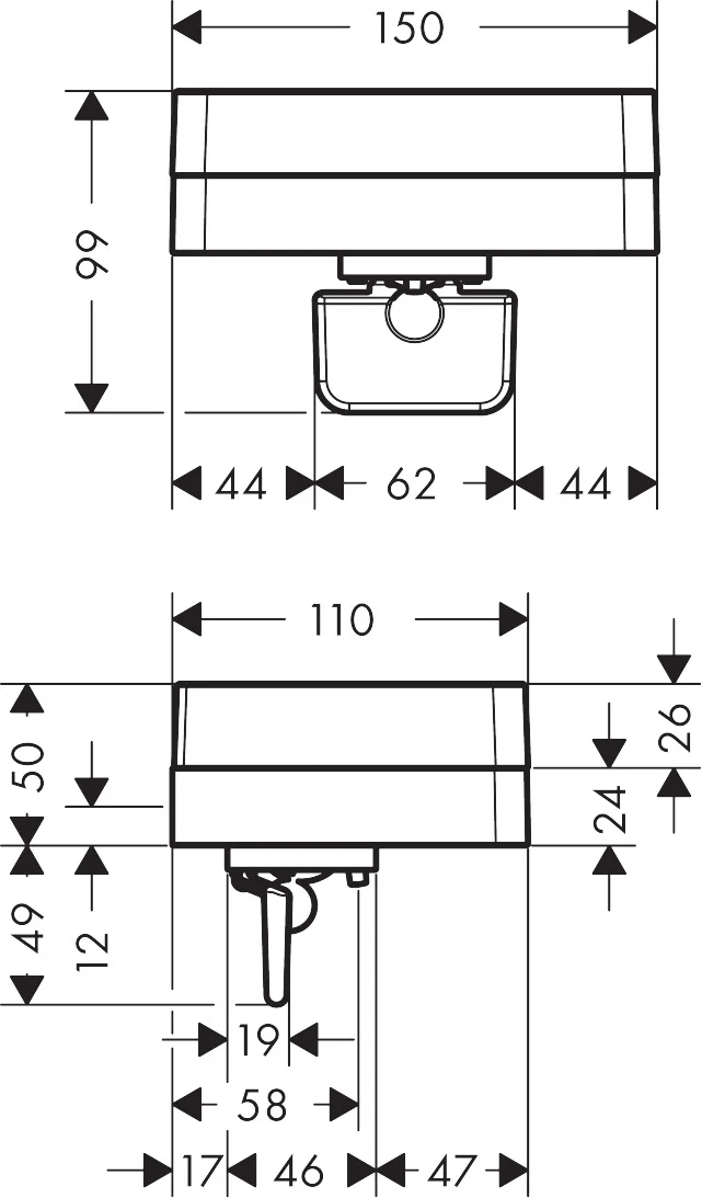 Hansgrohe AXOR Universal Softsquare Lotionspender mit Ablage, Chrom, 180 ml Füllmenge, Dosiermenge 0,5 ml, Bohrabstand 108 mm, Durchmesser Bohrloch 6 mm Hansgrohe AXOR Universal Softsquare Lotionspender mit Ablage, Chrom, 180 ml Füllmenge, Dosiermenge 0,5 ml, Bohrabstand 108 mm, Durchmesser Bohrloch 6 mm