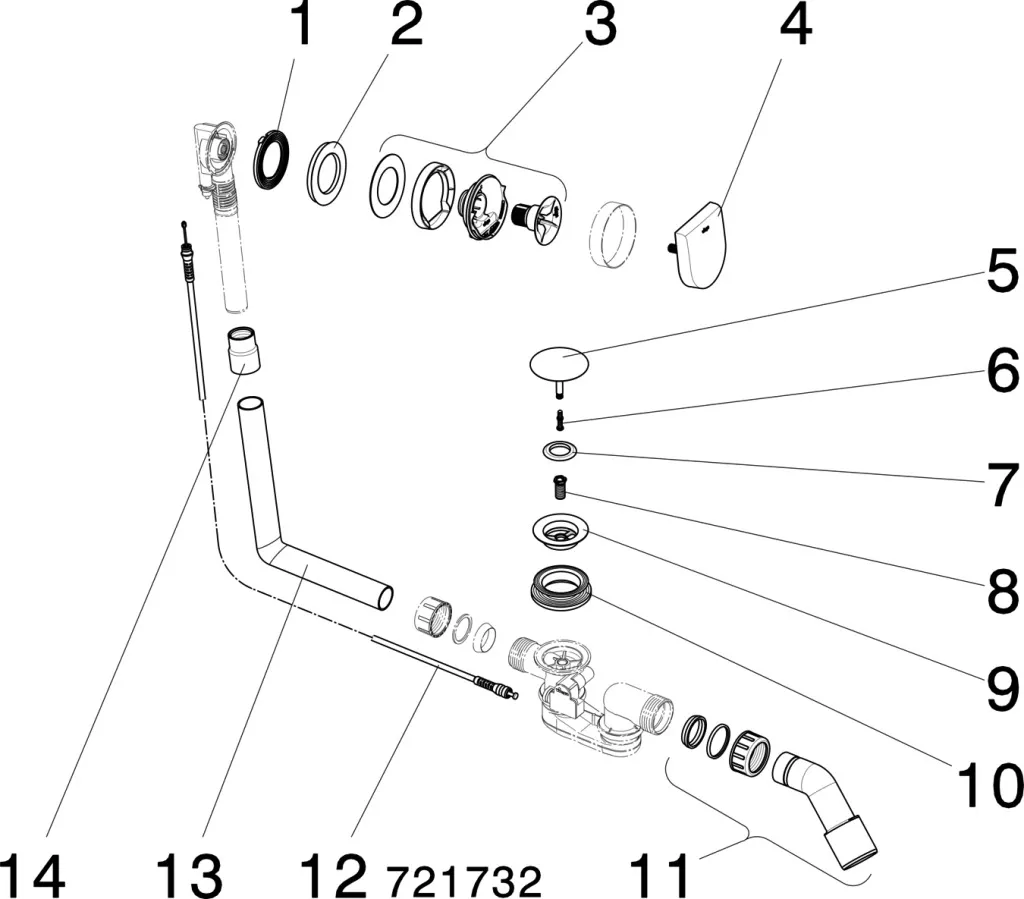 Viega Ab- und Überlaufgarnitur Modell 6171.10 „Multiplex“ 6171.10 in 560 mm × DN40 / 50 verchromt 9 cm Viega Ab- und Überlaufgarnitur Modell 6171.10 „Multiplex“ 6171.10 in 560 mm × DN40 / 50 verchromt 9 cm