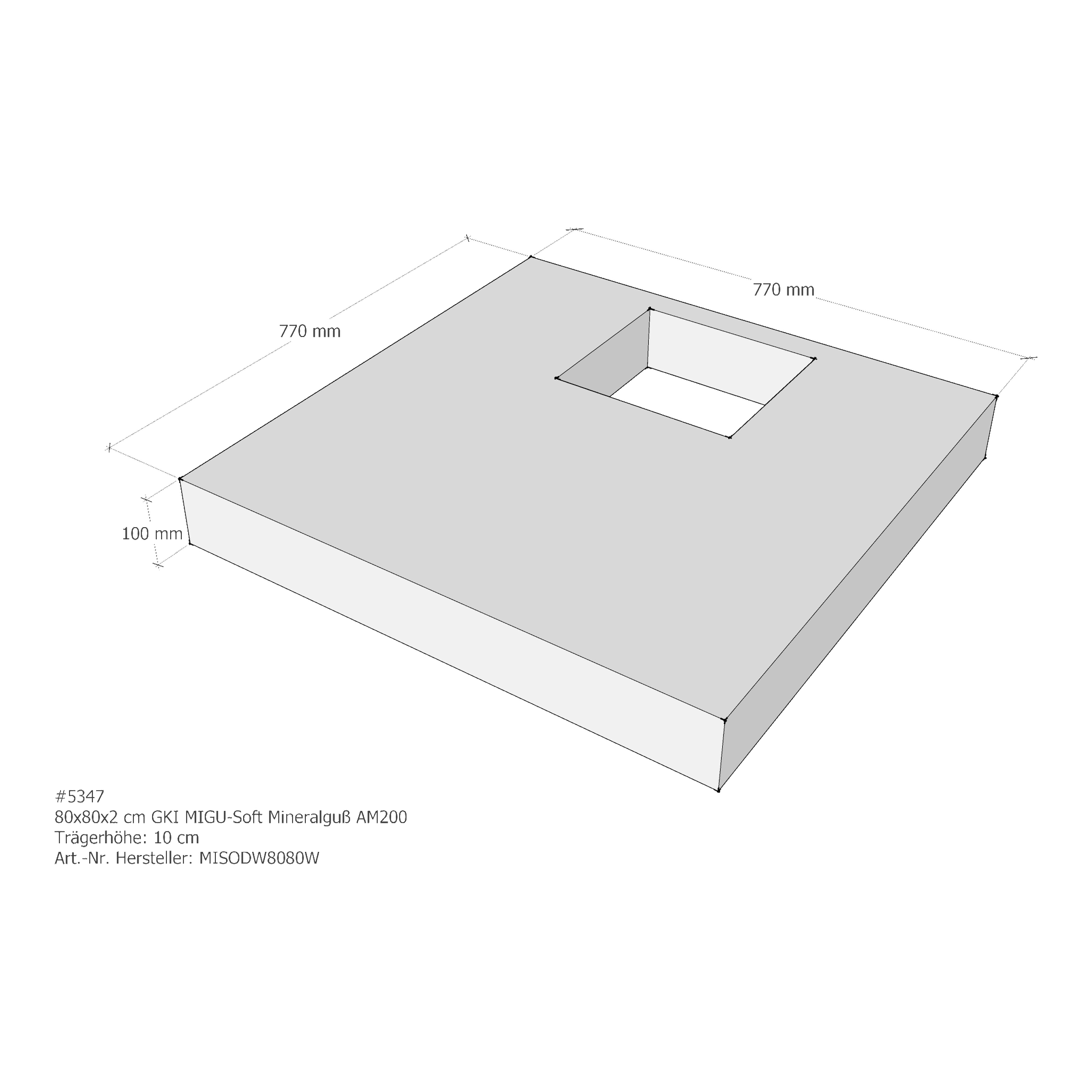 Duschwannenträger für GKI MIGU-Soft Mineralguß 80 × 80 × 2 cm