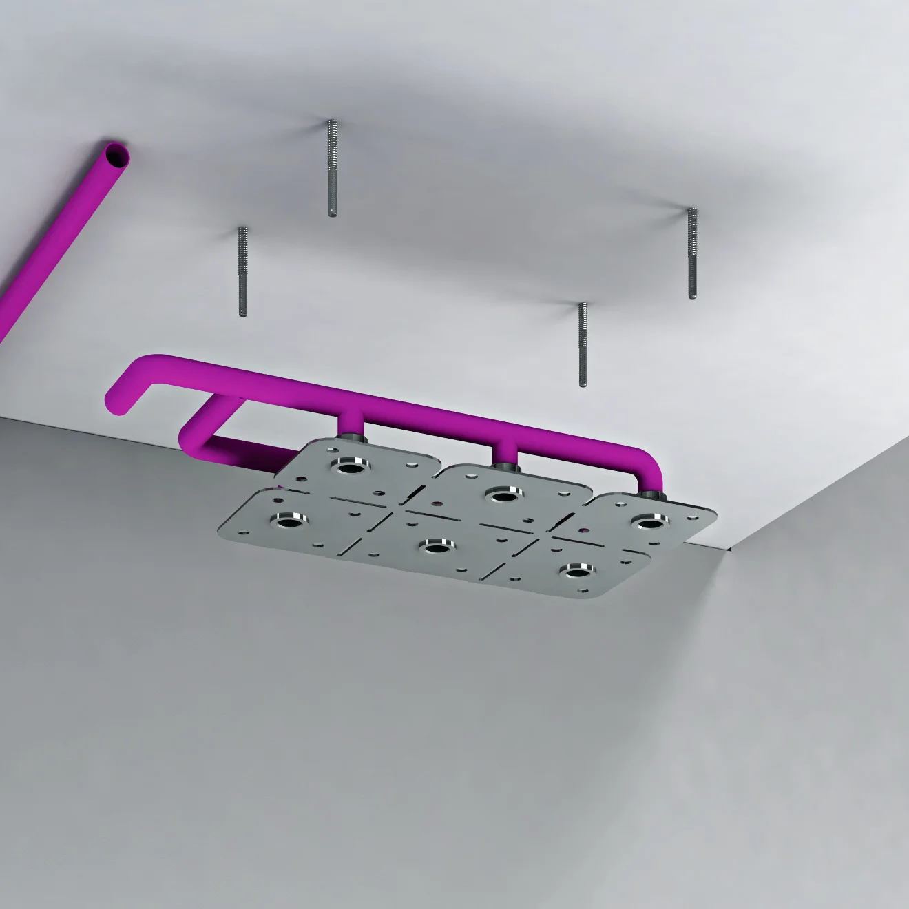 Hansgrohe AXOR ShowerSolutions Montageplatte für Kopfbrause im Mehrfachverbund – präzise und schallentkoppelt Hansgrohe AXOR ShowerSolutions Montageplatte für Kopfbrause im Mehrfachverbund – präzise und schallentkoppelt