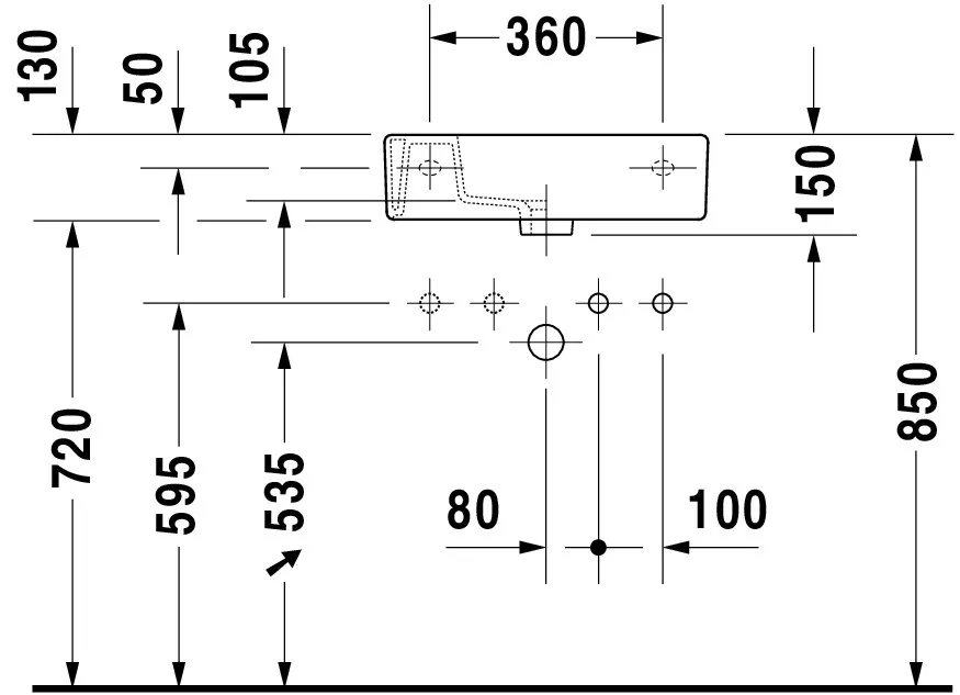 Wandwaschtisch „Vero“, mit Überlauf Wandwaschtisch „Vero“, mit Überlauf