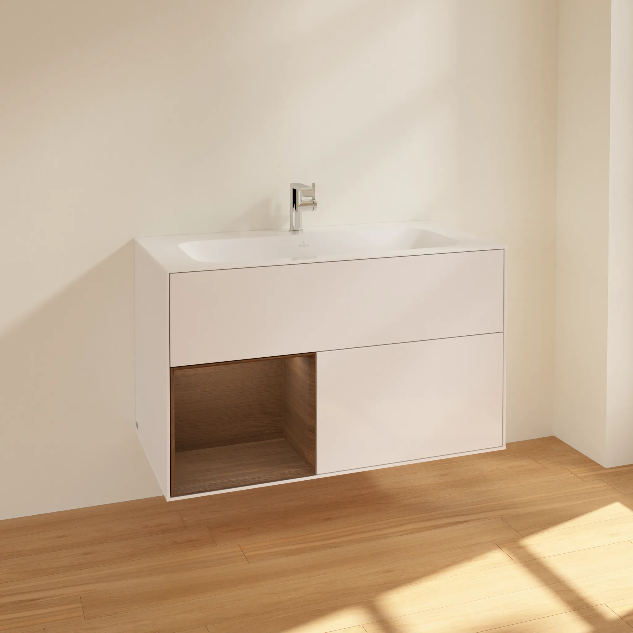 Villeroy & Boch Finion Waschbeckenunterschrank F03, 996x591x498mm, mit Beleuchtung, Holz Villeroy & Boch Finion Waschbeckenunterschrank F03, 996x591x498mm, mit Beleuchtung, Holz