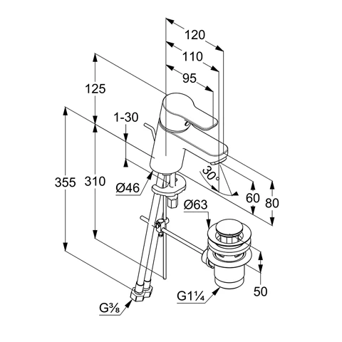PURE & EASY WaschtischEHM 60 mit Ablaufgarnitur chrom PURE & EASY WaschtischEHM 60 mit Ablaufgarnitur chrom