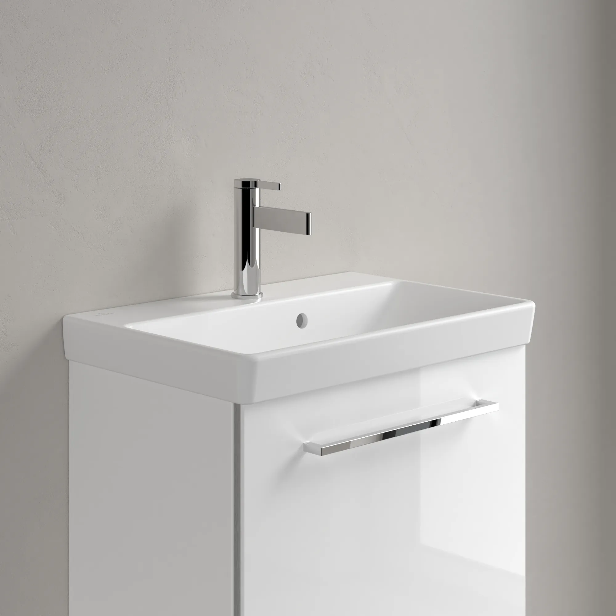 Villeroy & Boch Avento Waschbecken Compact, 550x370x180 mm, Stone White CeramicPlus, Rechteck, glänzend, mit Überlauf, 1-Loch Armatur Villeroy & Boch Avento Waschbecken Compact, 550x370x180 mm, Stone White CeramicPlus, Rechteck, glänzend, mit Überlauf, 1-Loch Armatur
