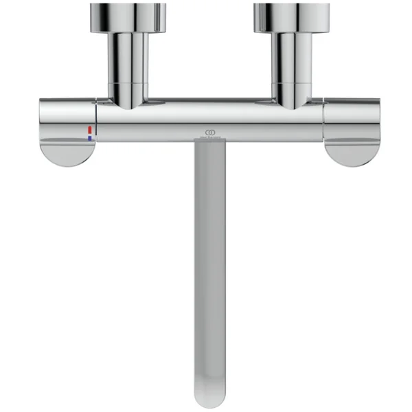 Ideal Standard Ceraplus Safe Wand-Waschtischthermostat Chrom, Ausladung 380 mm, thermische Desinfektion und absperrbare S-Anschlüsse