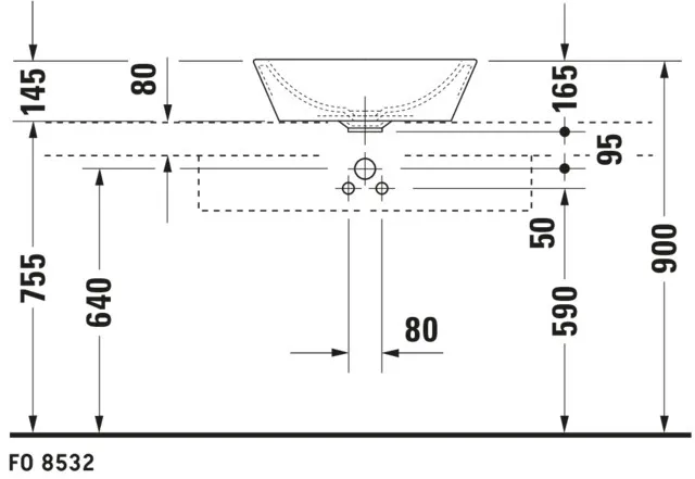 Aufsatzwaschtisch „Starck 1“, mit Überlauf