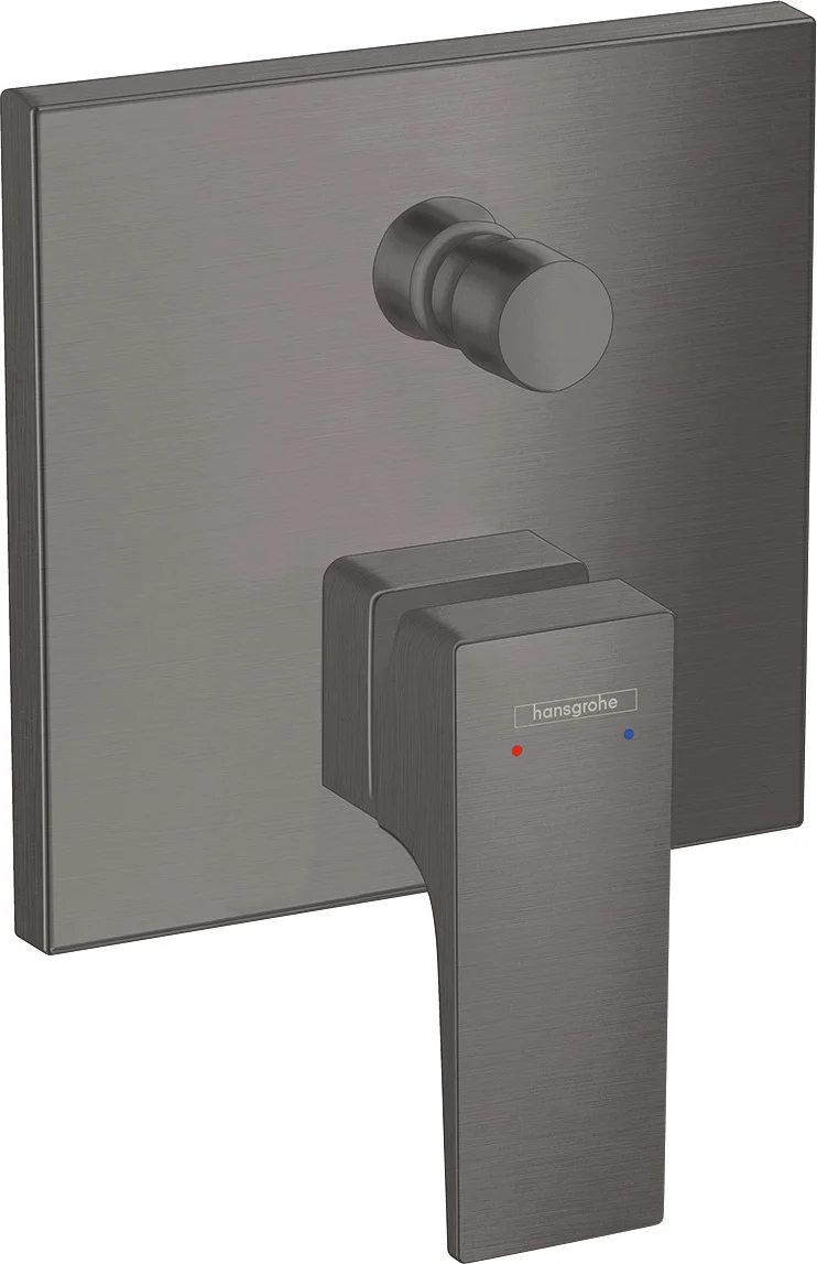 Hansgrohe Metropol Einhebel-Wannenmischer Unterputz, Brushed Black Chrome, Keramikmischsystem, einstellbare Temperaturbegrenzung, automatische Rückstellung, Schalldämpfer, 2 Verbraucher