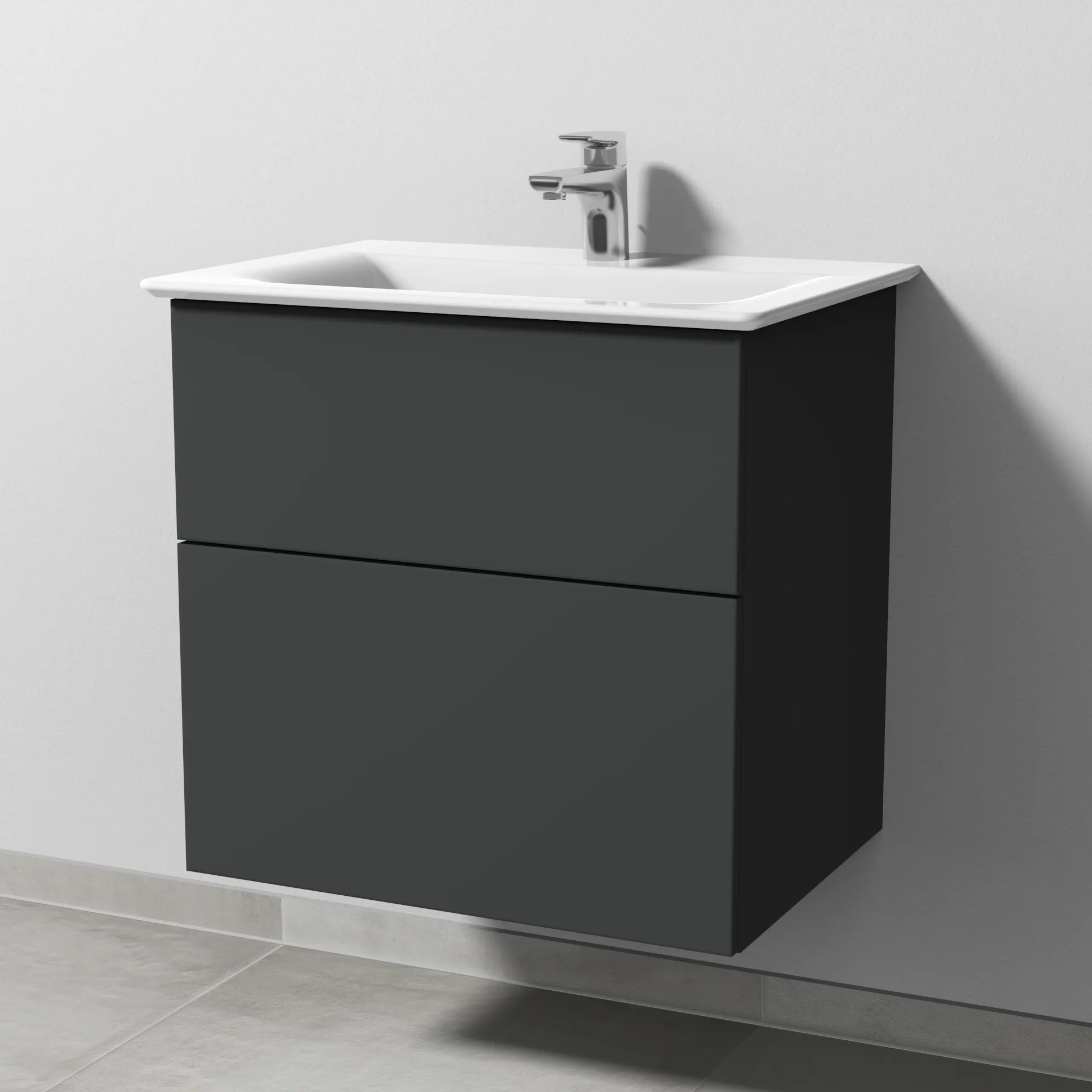 Sanipa Waschtischunterschrank „3way“ passend zu Keramik-Waschtische Connect Air von Ideal Standard 590 × 585 × 437 mm in Graphit (matt)