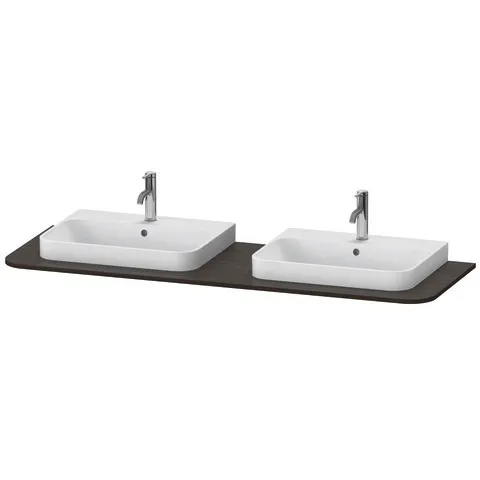 Duravit Konsole „Happy D.2 Plus“, links und rechts Ausschnitte: 2 / Farbe: Nussbaum gebürstet / Größe: 160 × 55 × 1,6 cm Duravit Konsole „Happy D.2 Plus“, links und rechts Ausschnitte: 2 / Farbe: Nussbaum gebürstet / Größe: 160 × 55 × 1,6 cm