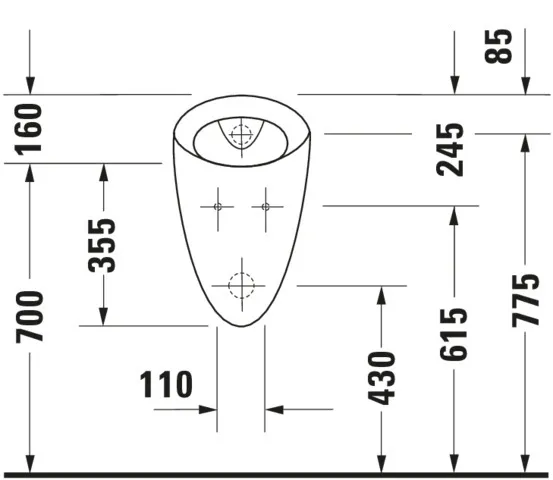 Urinal Starck 1, Zu- und Ablauf verdeckt absaugend, ohne Deckel, ohne Fliege, weiß