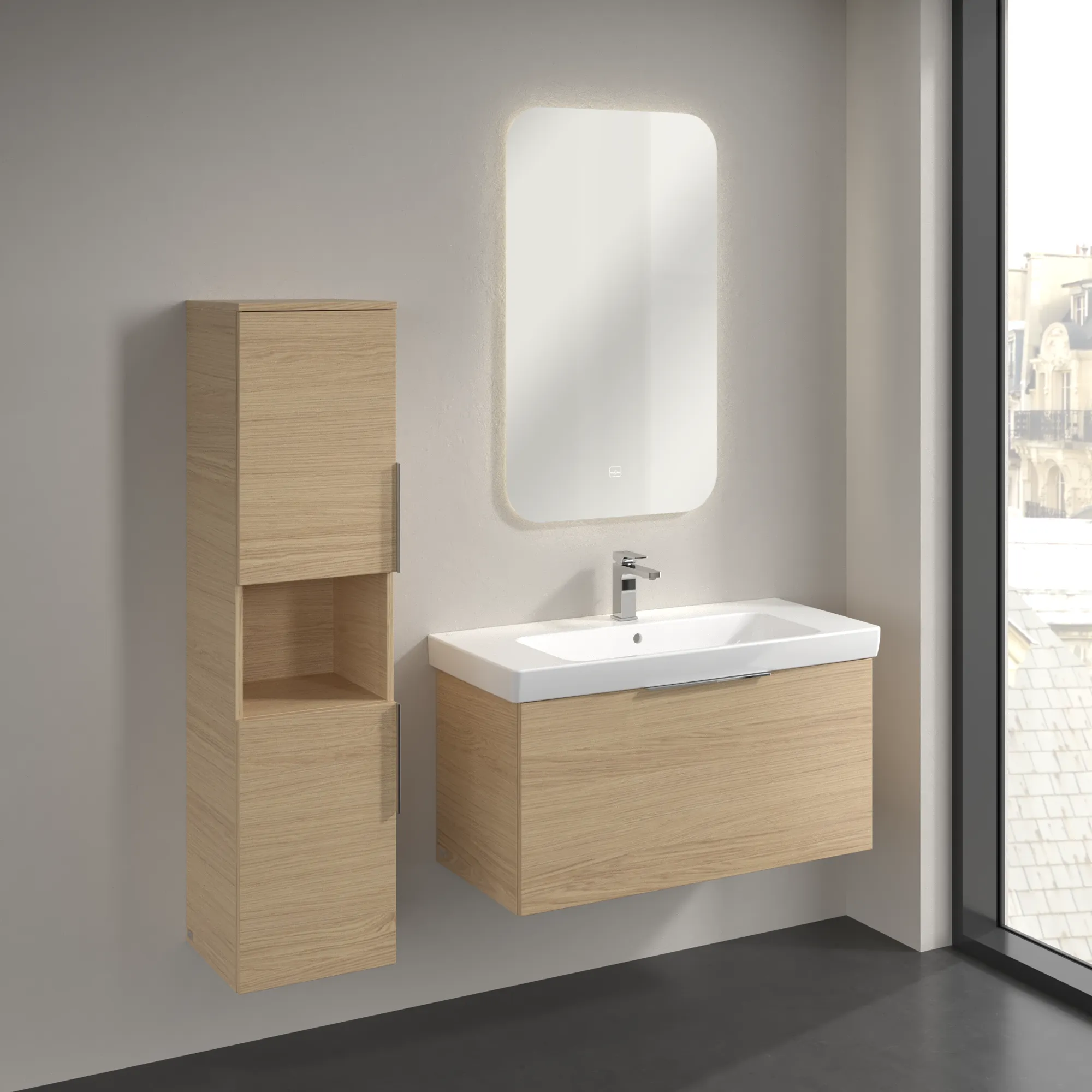 Villeroy & Boch Hochschrank Architectura B89700 Nordic Oak, 350x1400x346mm, 2 Türen, SoftClosing, Wandmontage Villeroy & Boch Hochschrank Architectura B89700 Nordic Oak, 350x1400x346mm, 2 Türen, SoftClosing, Wandmontage