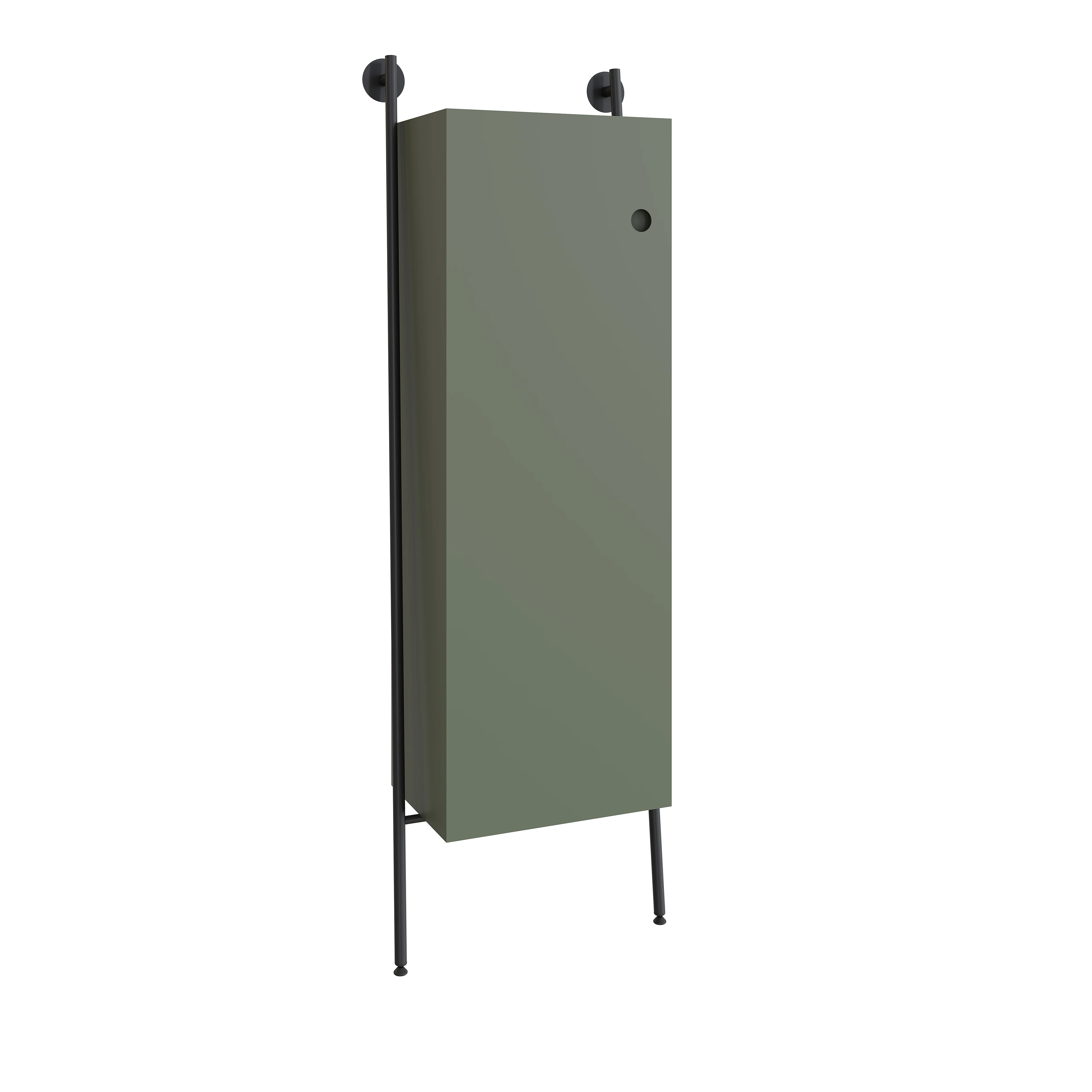 Plural Hochschrank mit Metallrack 53 x 30 x 159 cm (BxTxH) mit 1 Tür Türanschlag links Retrogrün Matt