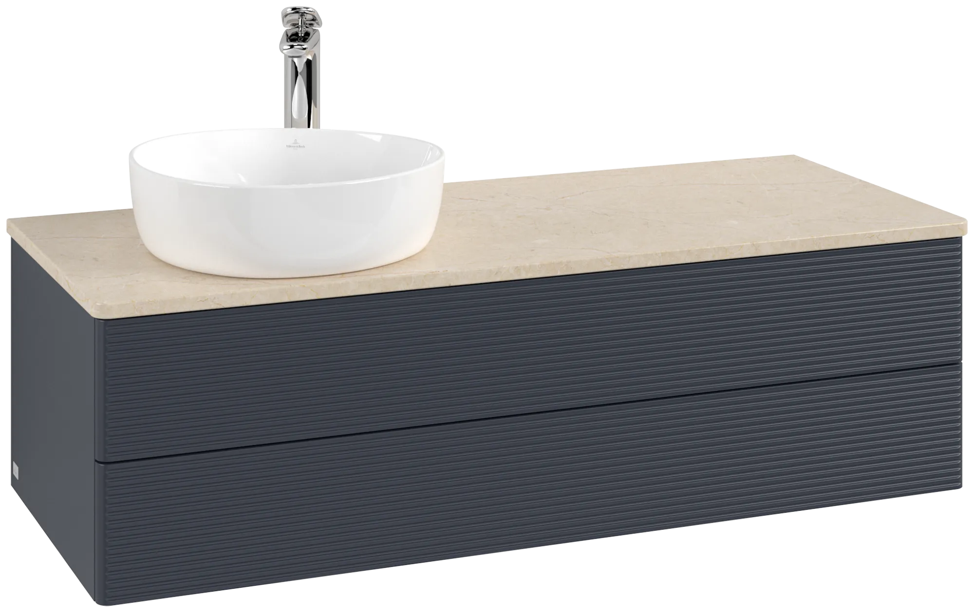 Villeroy & Boch Antao Waschbeckenunterschrank K22_5, 1200x360x500mm, Midnight Blue Matt Lacquer / Botticino