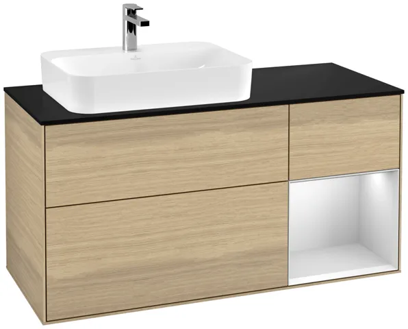 Villeroy & Boch Waschtischunterschrank „Finion“ für Schrankwaschtisch 1200 × 603 × 501 mm Oak Veneer, für Becken links Villeroy & Boch Waschtischunterschrank „Finion“ für Schrankwaschtisch 1200 × 603 × 501 mm Oak Veneer, für Becken links
