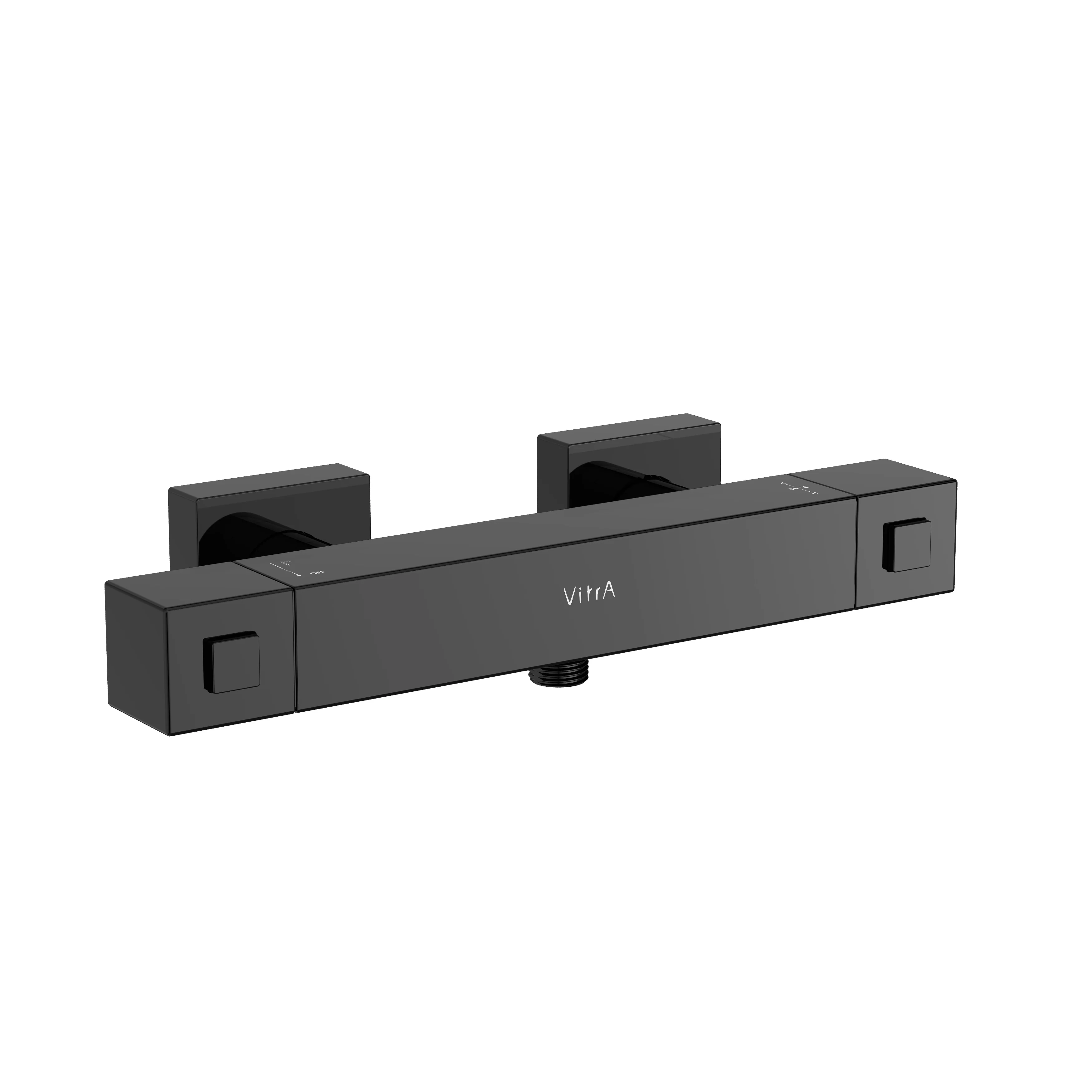 Base Square Thermostat-Brausearmatur Aufputzmontage Schwarz Hochglanz