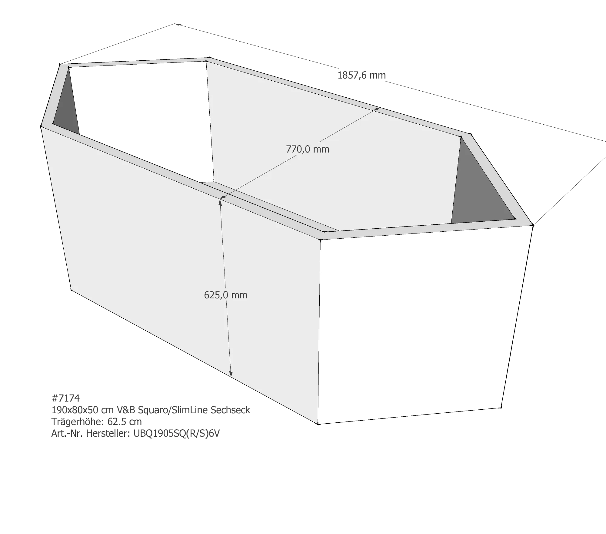 Badewannenträger für Villeroy & Boch Squaro 190 × 80 × 50 cm Badewannenträger für Villeroy & Boch Squaro 190 × 80 × 50 cm
