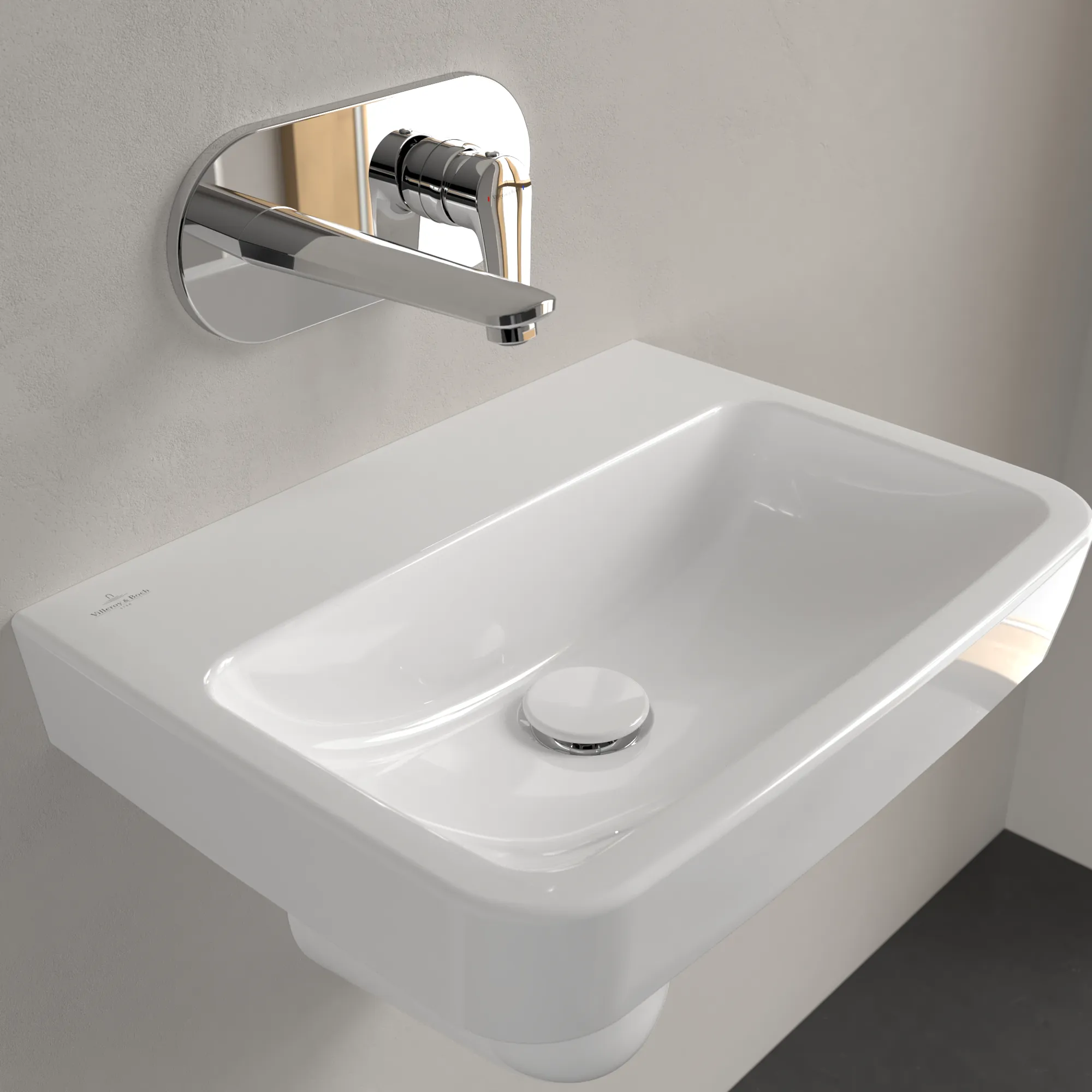 Villeroy & Boch Handwaschbecken „O.novo“ 500 × 370 × 160 mm, für Becken mittig, ohne Hahnlochbohrung