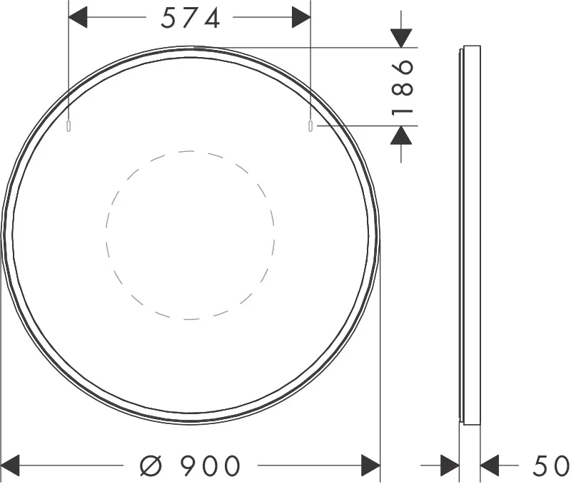 Hansgrohe Xarita S Spiegel 900x900 mm, Mattweiß, LED-Beleuchtung mit Infrarotsensor, AntiFog, stufenlos dimmbar