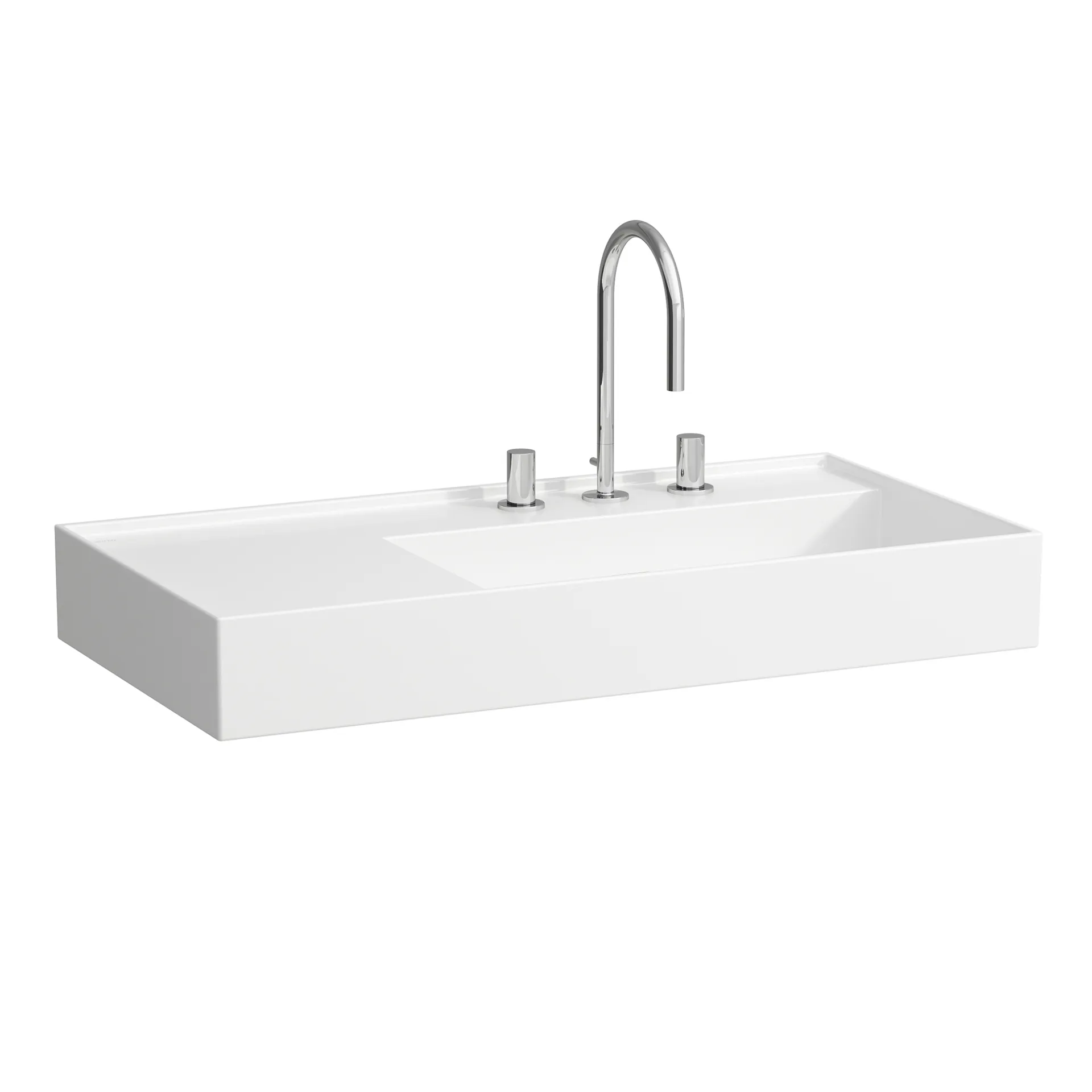 Waschtisch Kartell • 460x900x150 1 Hahnloch ohne Überlauf versteckter Ablauf Ablage links weiß