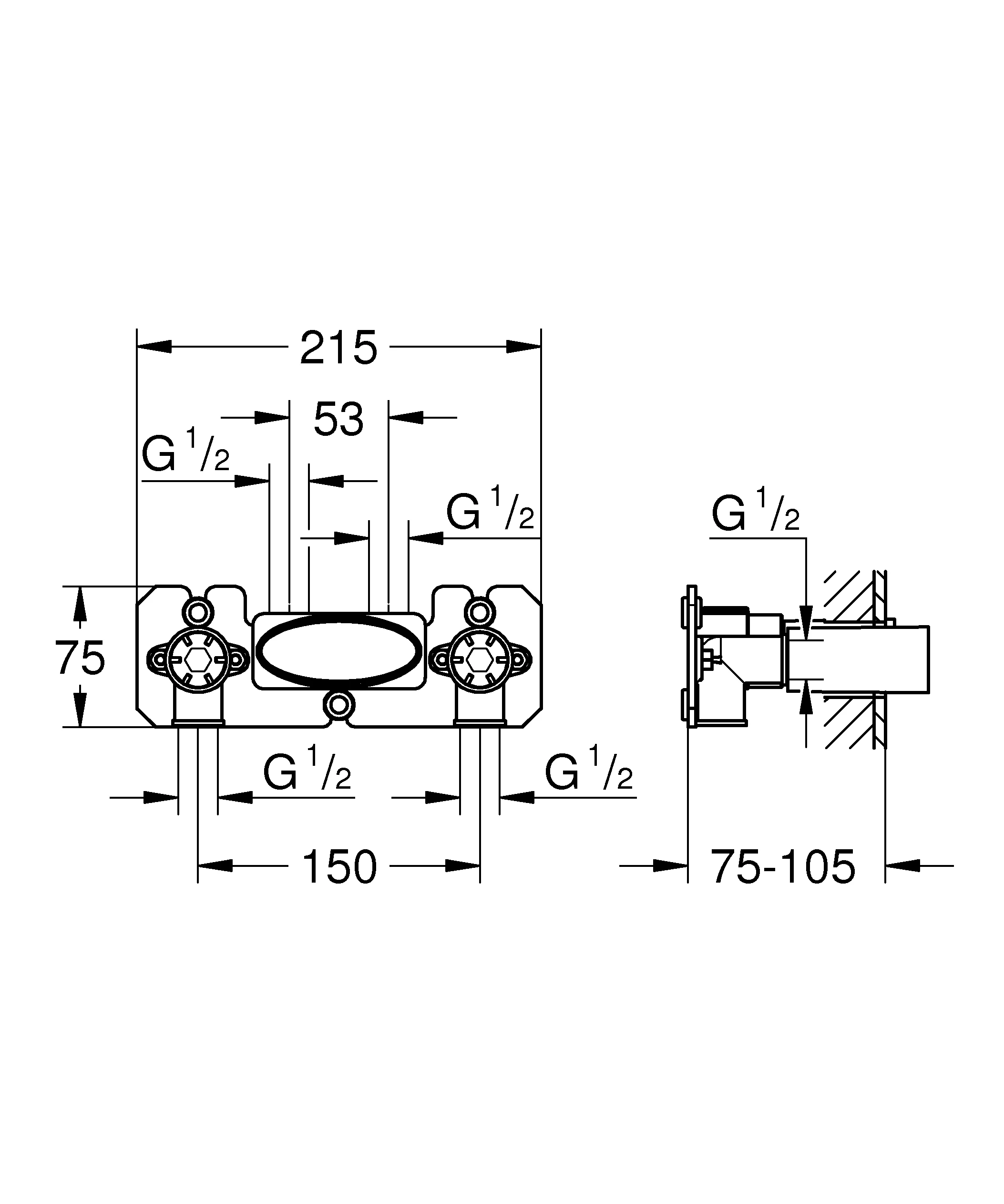 Unterputz-Einbaukörper Grohtherm SmartControl 26449, für Thermostat Auf-/Unterputz Kombination, Wandmontage