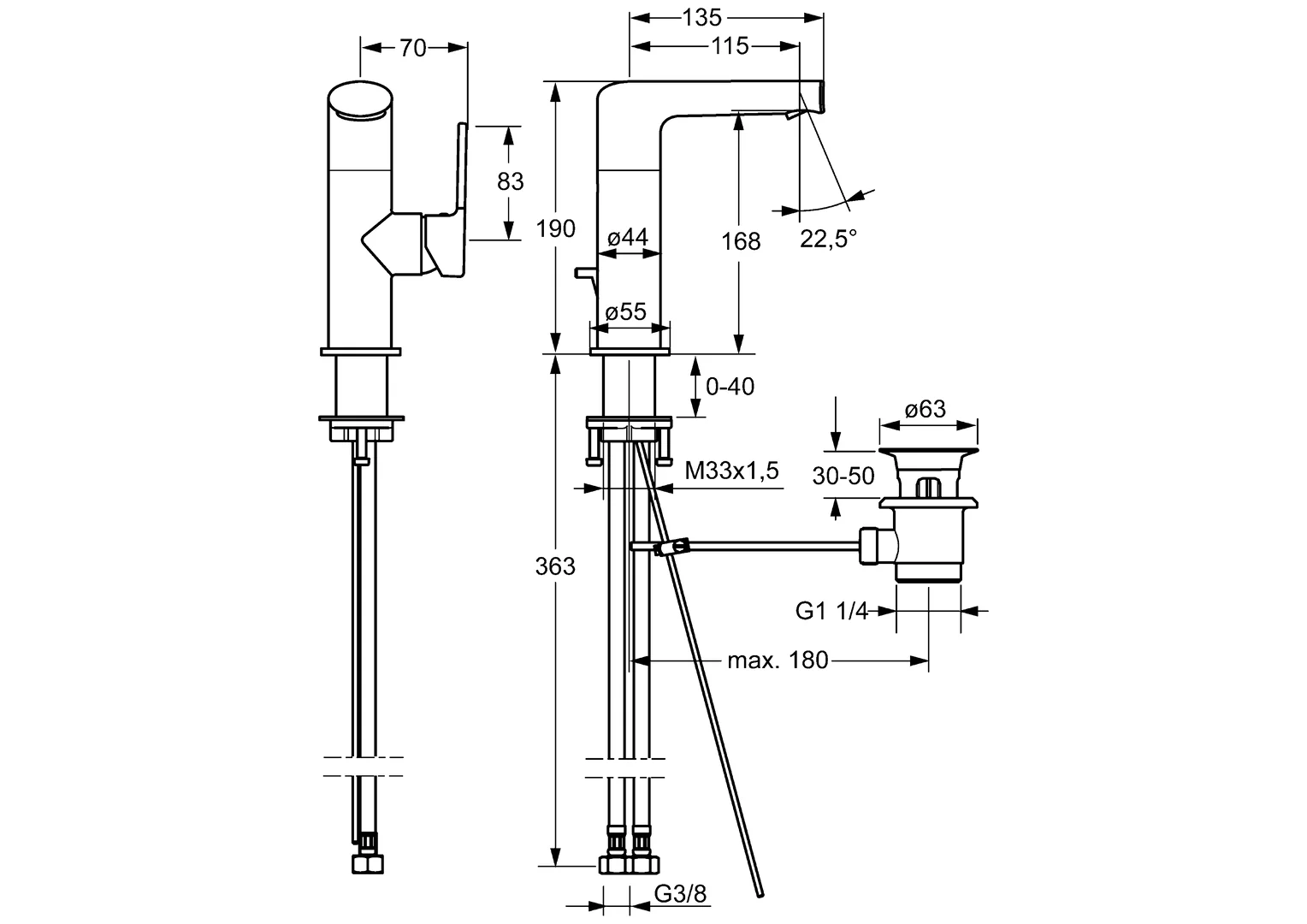 HansaRONDA Einhebelmischer Waschtischbatterie 5526 Chrom