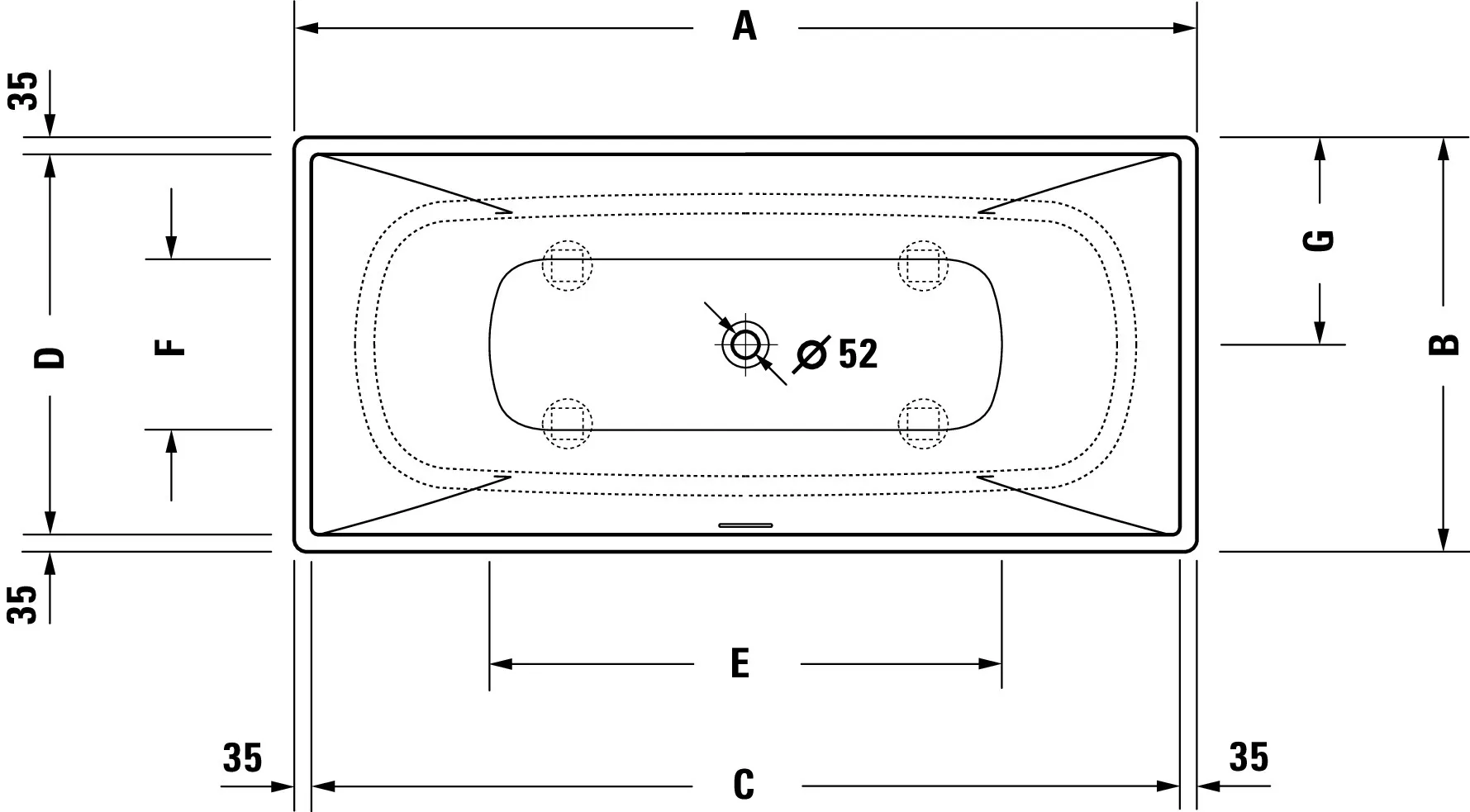 Duravit Badewanne „DuraSquare“ freistehend rechteck 185 × 85 cm