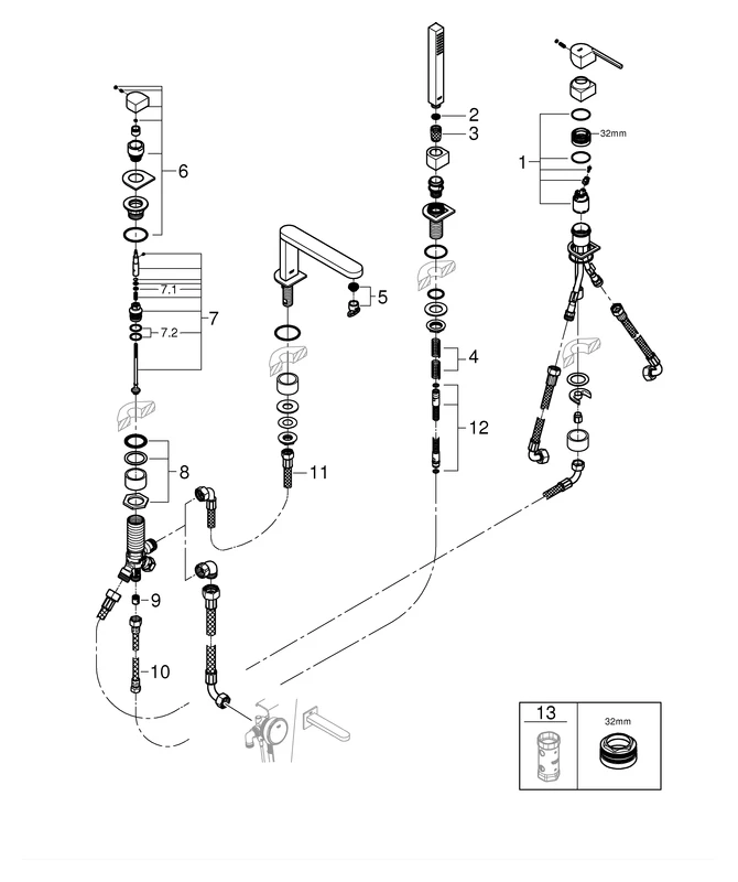 Grohe Plus 4-Loch-Einhand-Wannenkombination Grohe Plus 29307_3 hard graphite gebürstet Grohe Plus 4-Loch-Einhand-Wannenkombination Grohe Plus 29307_3 hard graphite gebürstet