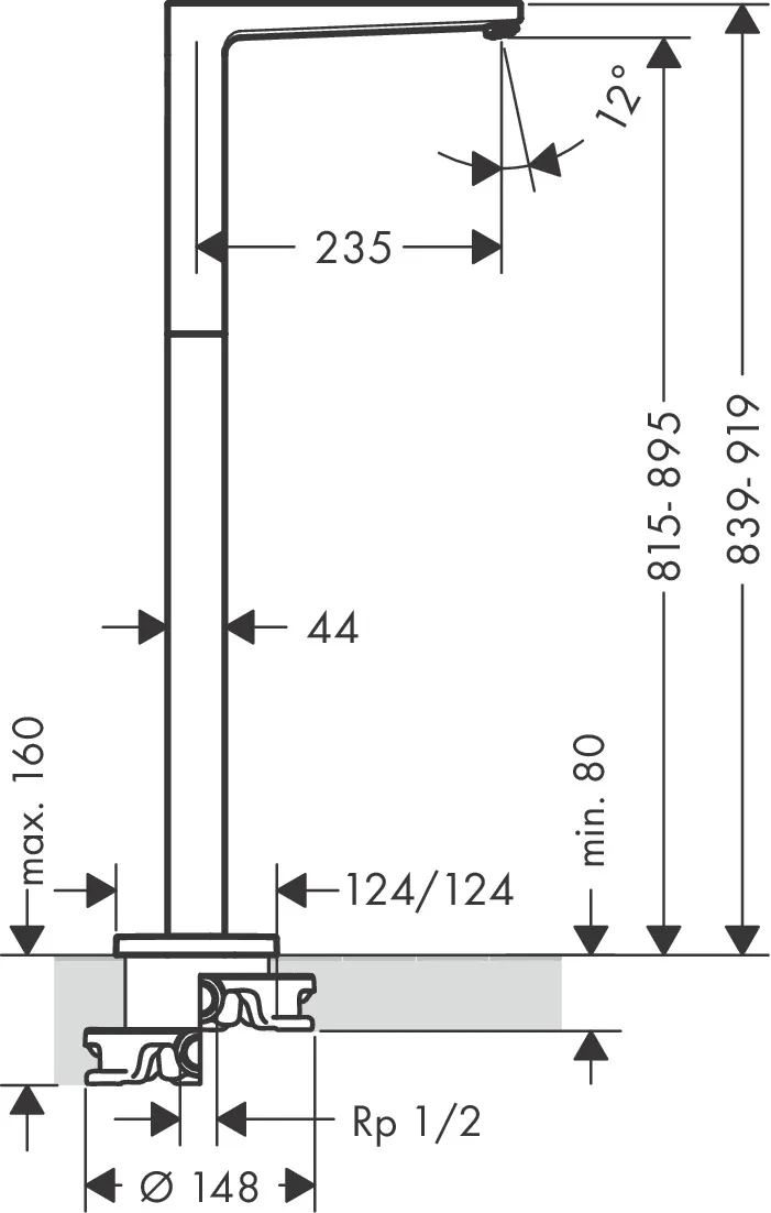 Hansgrohe Metropol Wanneneinlauf bodenstehend, Chrom Hansgrohe Metropol Wanneneinlauf bodenstehend, Chrom