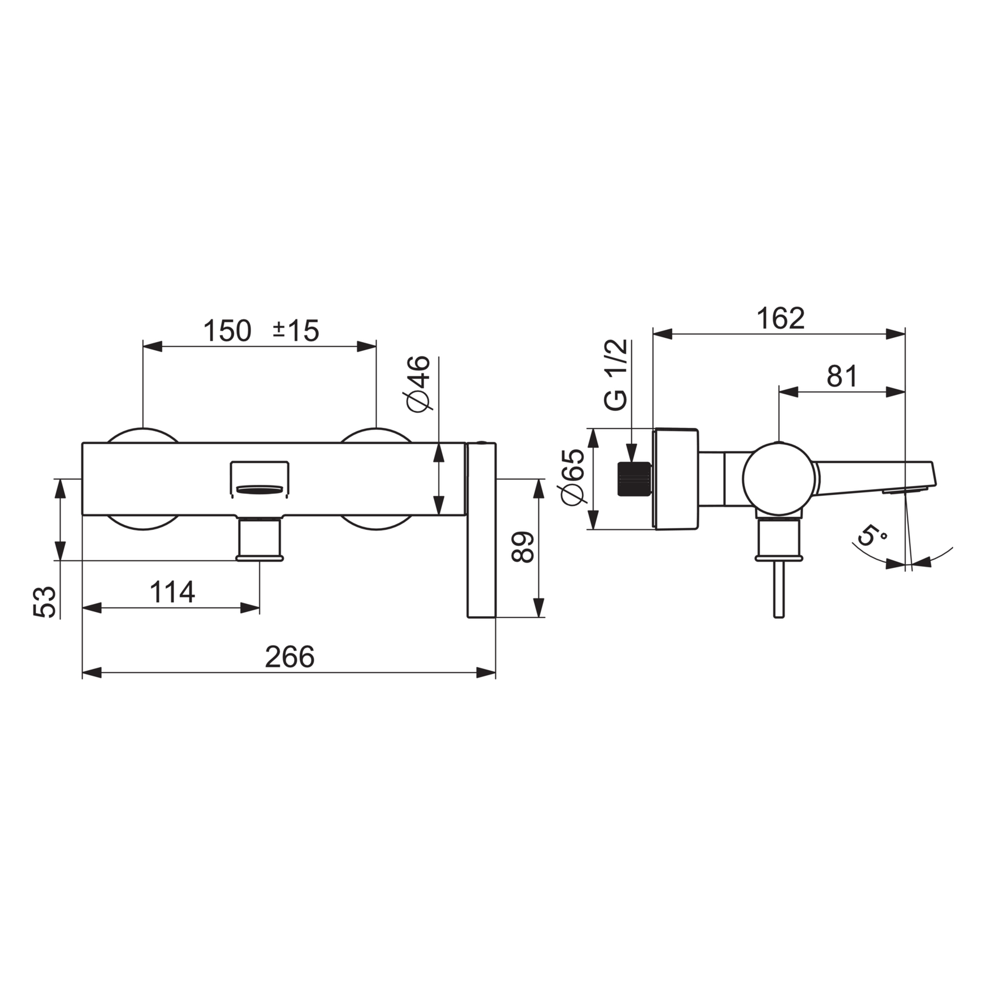 Einhand-Wannenarmatur „Loft“ Ausladung 162 mm in Chrom Einhand-Wannenarmatur „Loft“ Ausladung 162 mm in Chrom