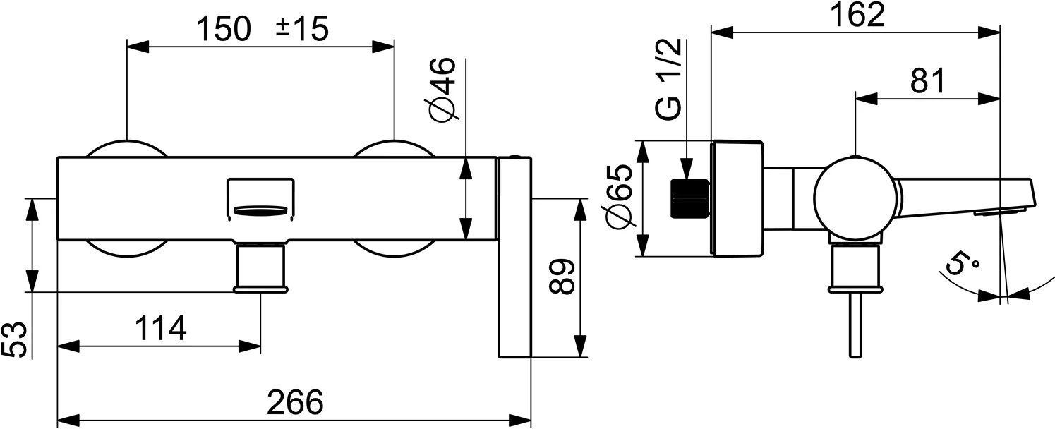 HansaLOFT Einhebelmischer Wafü und Brausebatterie HansaLOFT 5770 Ausladung 162 mm DN15 Chrom