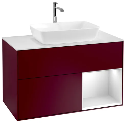 Villeroy & Boch Waschtischunterschrank „Finion“ für Schrankwaschtisch 1000 × 603 × 501 mm Peony Matt Lacquer, für Becken mittig, mit Hahnlochbohrung