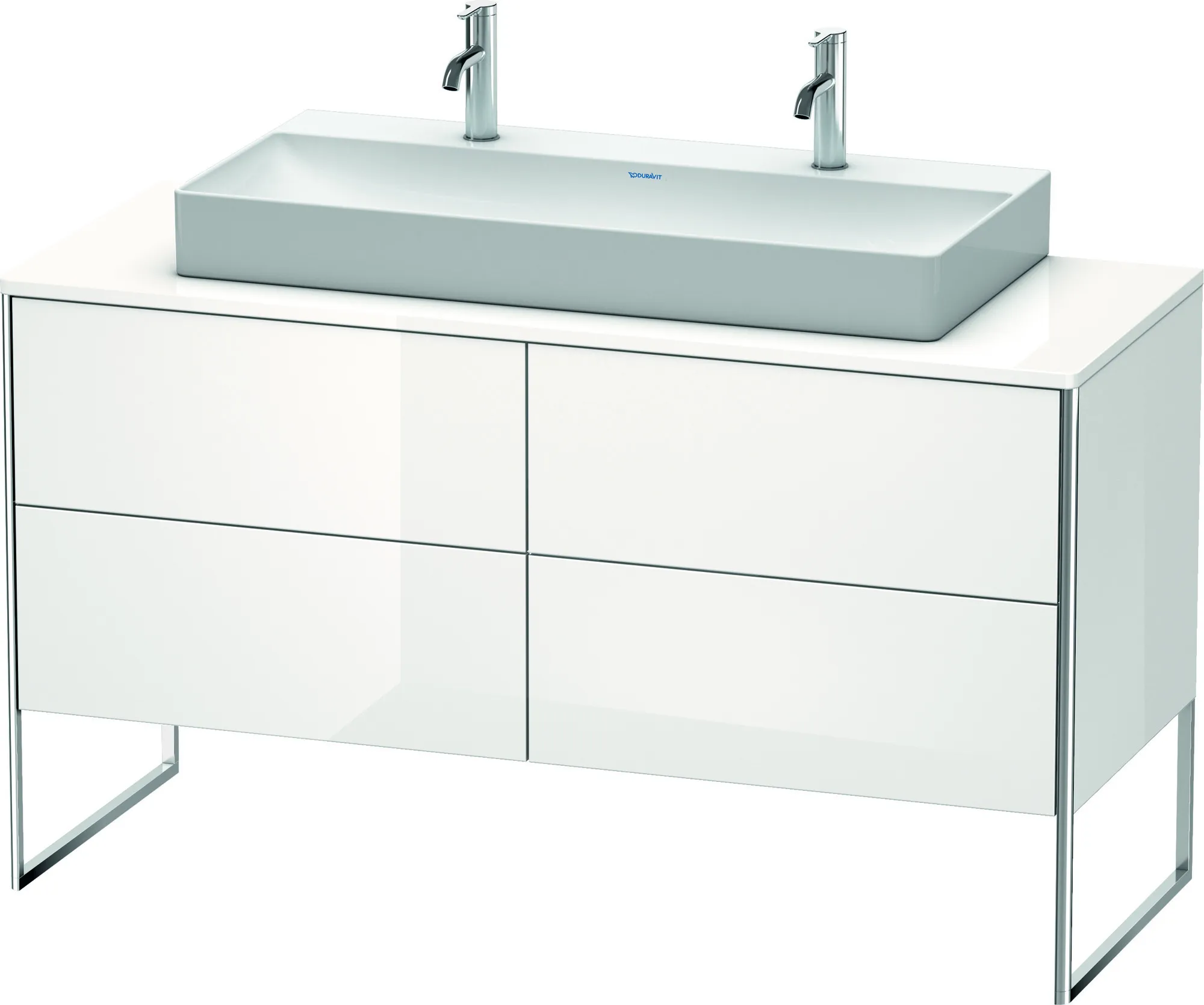 Duravit Waschtischunterschrank bodenstehend „XSquare“ 140 × 77,8 × 54,8 cm Weiß Hochglanz