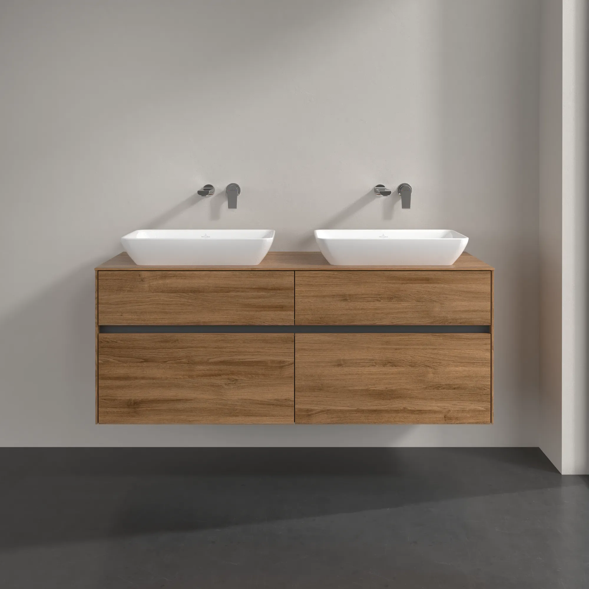 Villeroy & Boch Waschtischunterschrank „Collaro“ 1400 × 548 × 500 mm Kansas Oak, ohne Beleuchtung, für links und rechts Villeroy & Boch Waschtischunterschrank „Collaro“ 1400 × 548 × 500 mm Kansas Oak, ohne Beleuchtung, für links und rechts