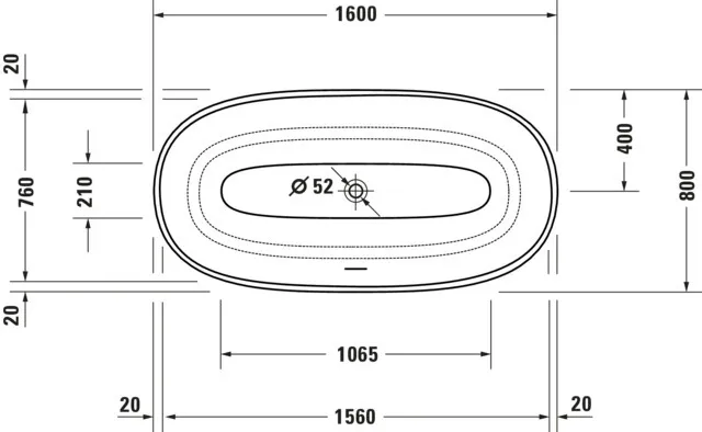 Duravit Badewanne „White Tulip“ freistehend oval 160 × 80 cm