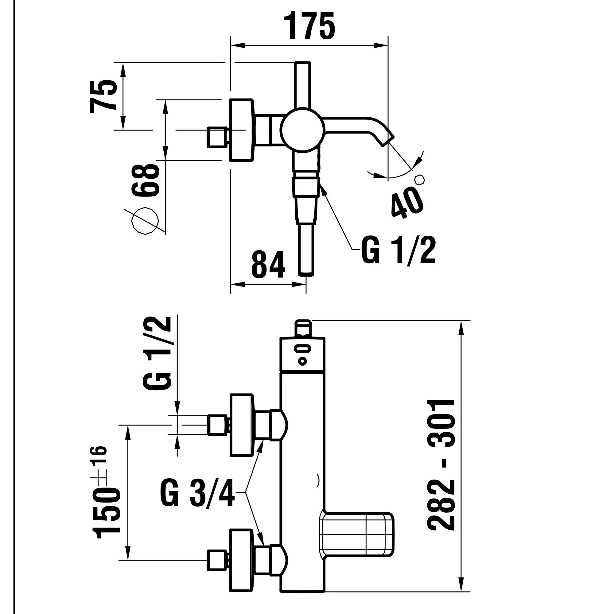 Laufen MEDA Einhebel-Wannenmischer Aufputz, Kunststoffschlauch 1500 mm, Handbrause MyTwin100 chrom Laufen MEDA Einhebel-Wannenmischer Aufputz, Kunststoffschlauch 1500 mm, Handbrause MyTwin100 chrom