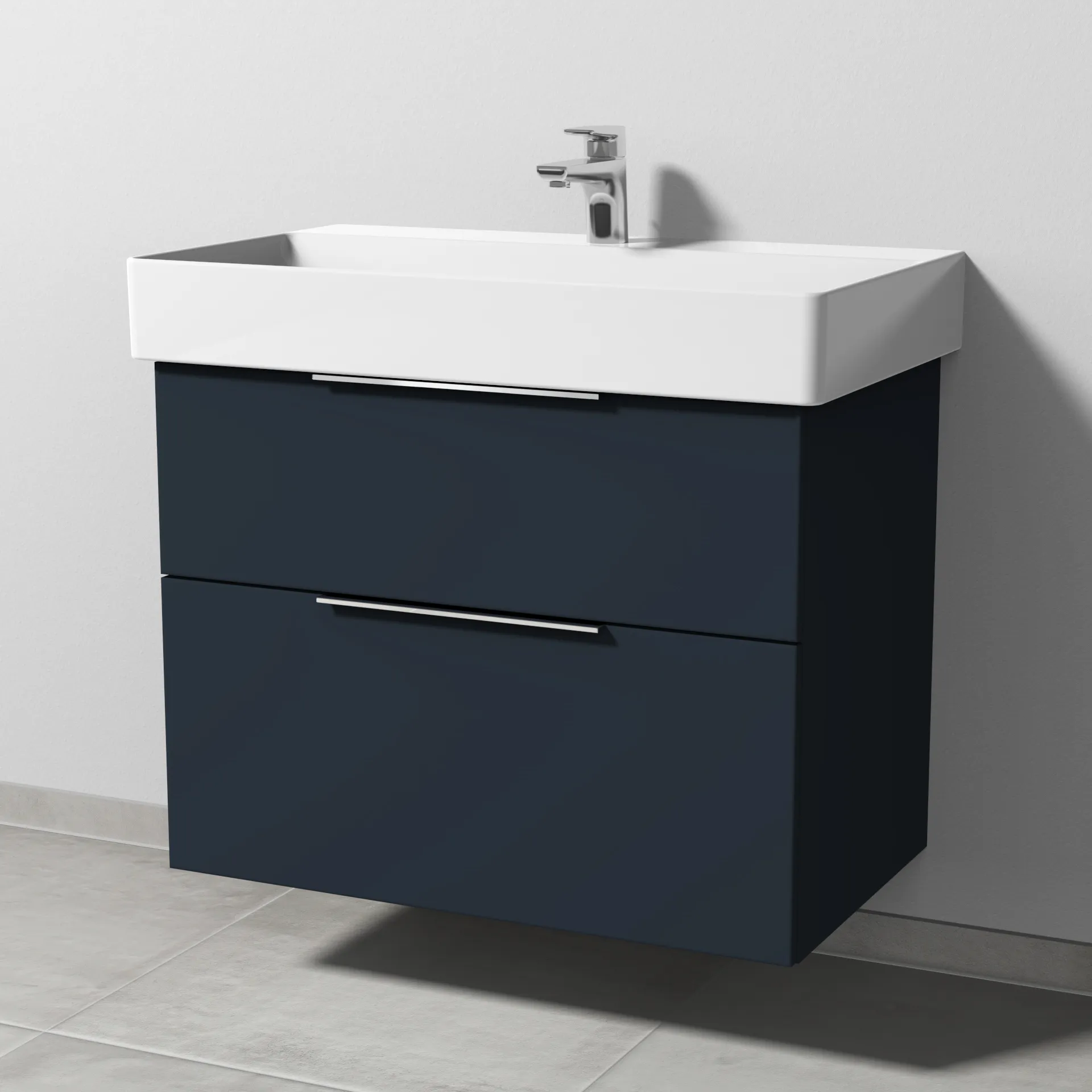 Sanipa Waschtischunterschrank „3way“ passend zu Keramik-Waschtische Dura Square von Duravit 750 × 588 × 447 mm in Marine (matt)