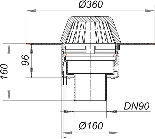 Dachablauf 62 H FPO-PP, beheizt, DN 90 Dachablauf 62 H FPO-PP, beheizt, DN 90