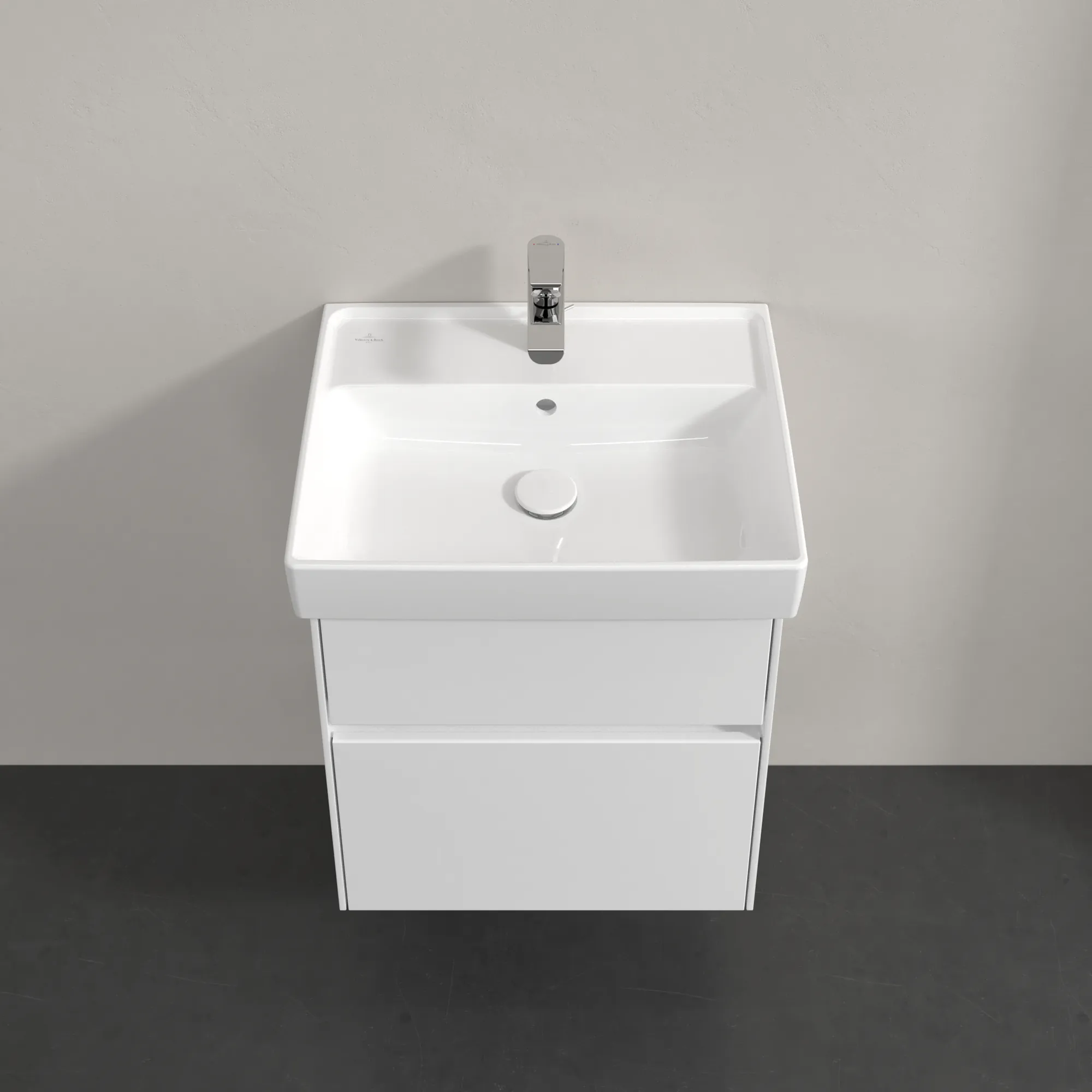 Villeroy & Boch Waschtischunterschrank „Collaro“ 510 × 546 × 414 mm Weiß Matt, für Becken mittig, mit Beleuchtung