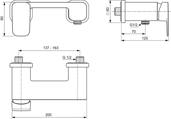 Brausearmatur Aufputz Tonic II, Ausladung 70mm, Chrom Brausearmatur Aufputz Tonic II, Ausladung 70mm, Chrom