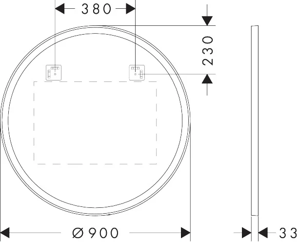Hansgrohe Xarita Lite S Spiegel mit runder LED-Beleuchtung IR Sensor MSW, Mattschwarz, Maße: 900x900x30 mm Hansgrohe Xarita Lite S Spiegel mit runder LED-Beleuchtung IR Sensor MSW, Mattschwarz, Maße: 900x900x30 mm