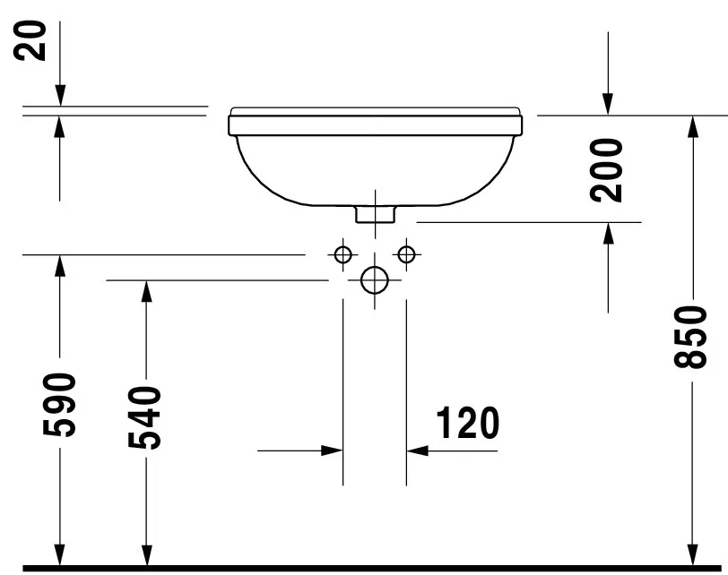Einbauwaschtisch „Starck 3“, mit Überlauf, Hahnlochposition mittig Einbauwaschtisch „Starck 3“, mit Überlauf, Hahnlochposition mittig