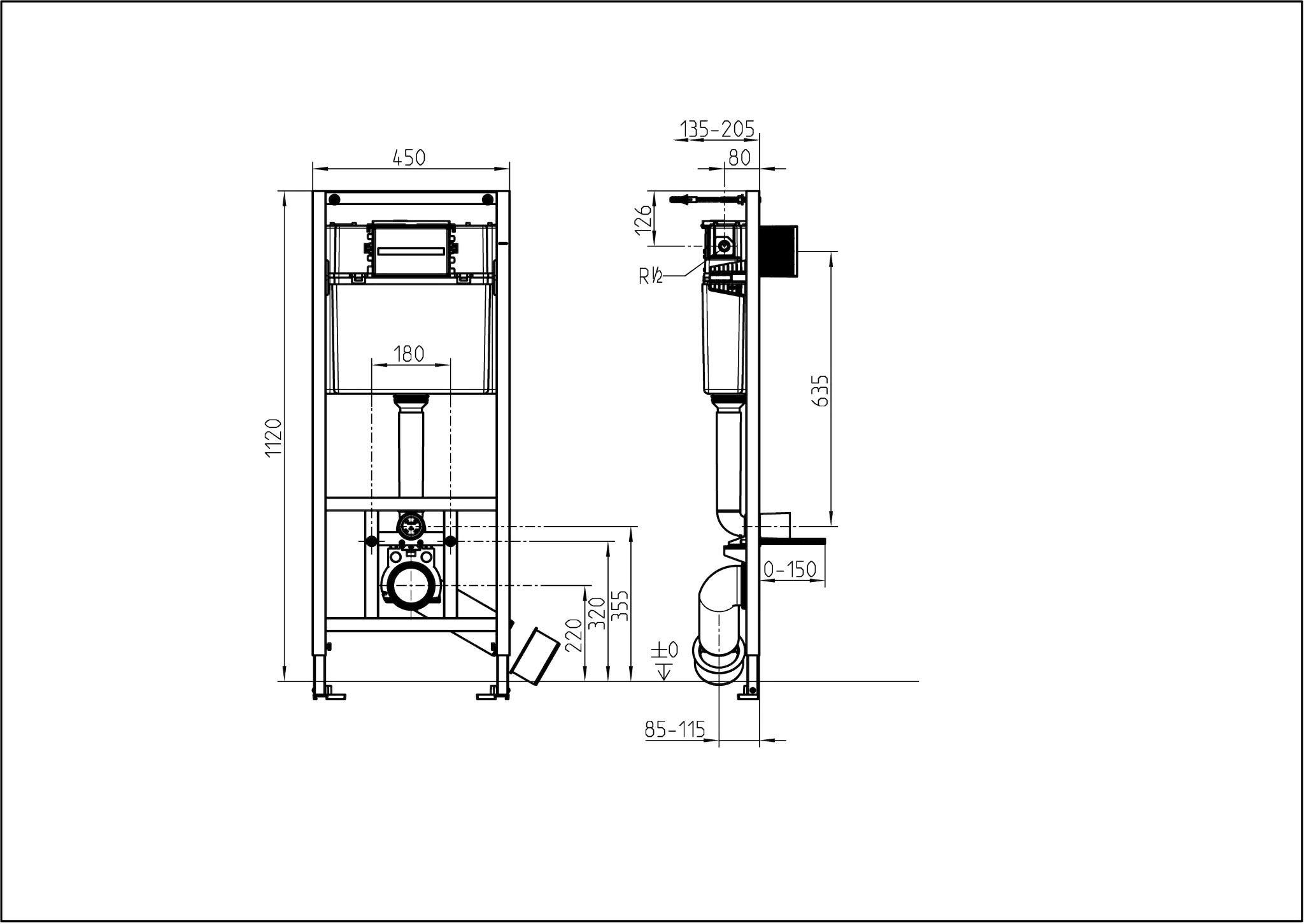 Villeroy & Boch Pro S WC-Vorwandelement ViConnect Installationssysteme 920996, 450x130x1120mm