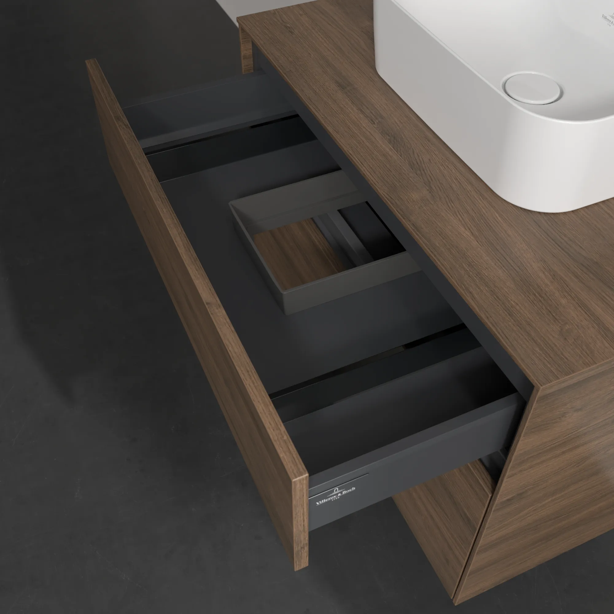 Villeroy & Boch Waschtischunterschrank „Collaro“ 800 × 548 × 500 mm Arizona Oak, mit Beleuchtung, für Becken mittig