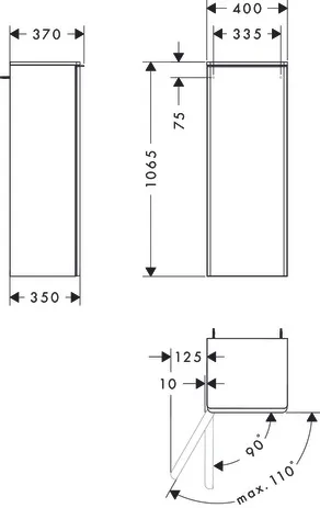 Hansgrohe Xelu Q Halbhochschrank Weiß Hochglanz 400⁄350, Türanschlag links chrom Hansgrohe Xelu Q Halbhochschrank Weiß Hochglanz 400⁄350, Türanschlag links chrom