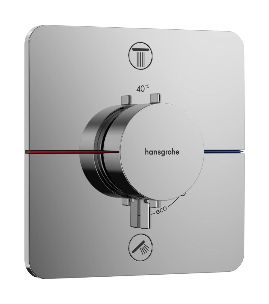 ShowerSelect Comfort Q Thermostat Unterputz für 2 Verbraucher mit integrierter Sicherungskombination nach EN1717 Chrom